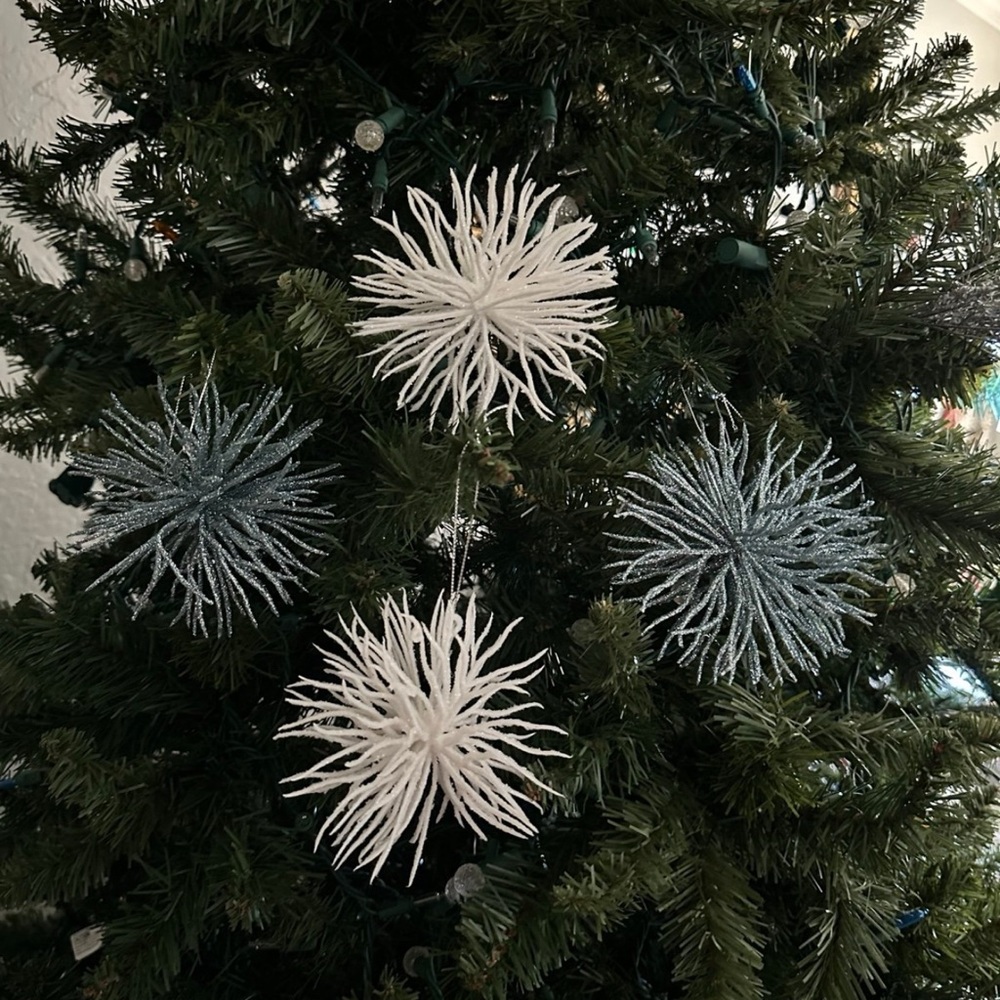 Elegant White and Silver Holiday Ornaments